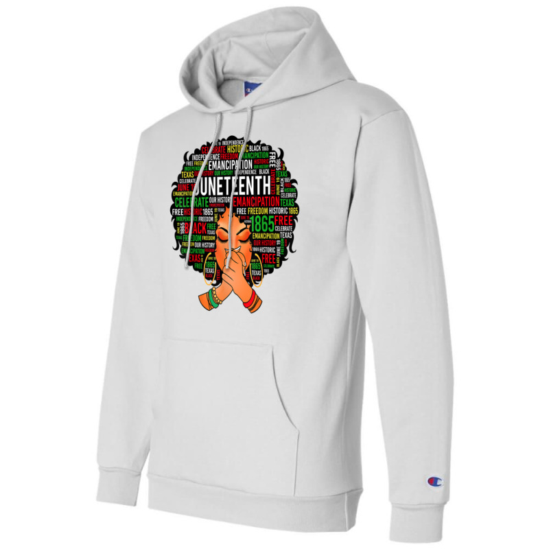 Juneteenth Independence Day Afro Word Art Black Girl Women T Shirt Champion Hoodie by dequariusgoblirsch | Artistshot