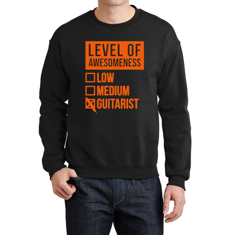 Funny Level Of Awesomeness Low Guitar Crewneck Sweatshirt | Artistshot