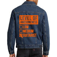 Funny Level Of Awesomeness Low Guitar Men Denim Jacket | Artistshot