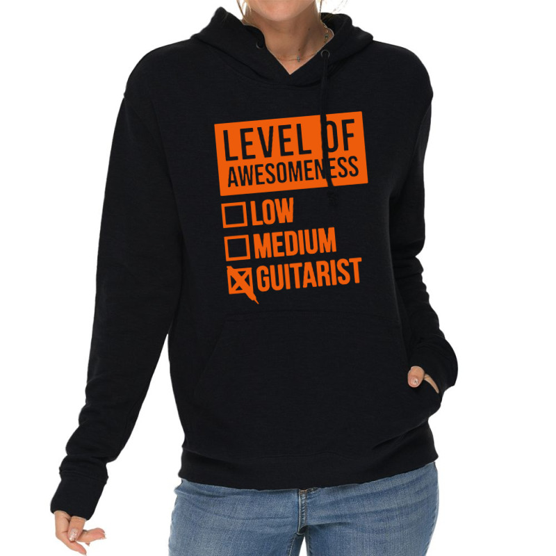 Funny Level Of Awesomeness Low Guitar Lightweight Hoodie | Artistshot