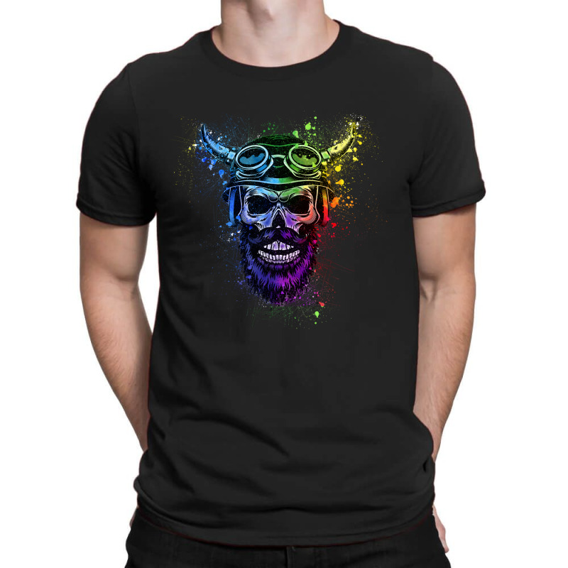 Skull With Viking Helmet T-shirt | Artistshot