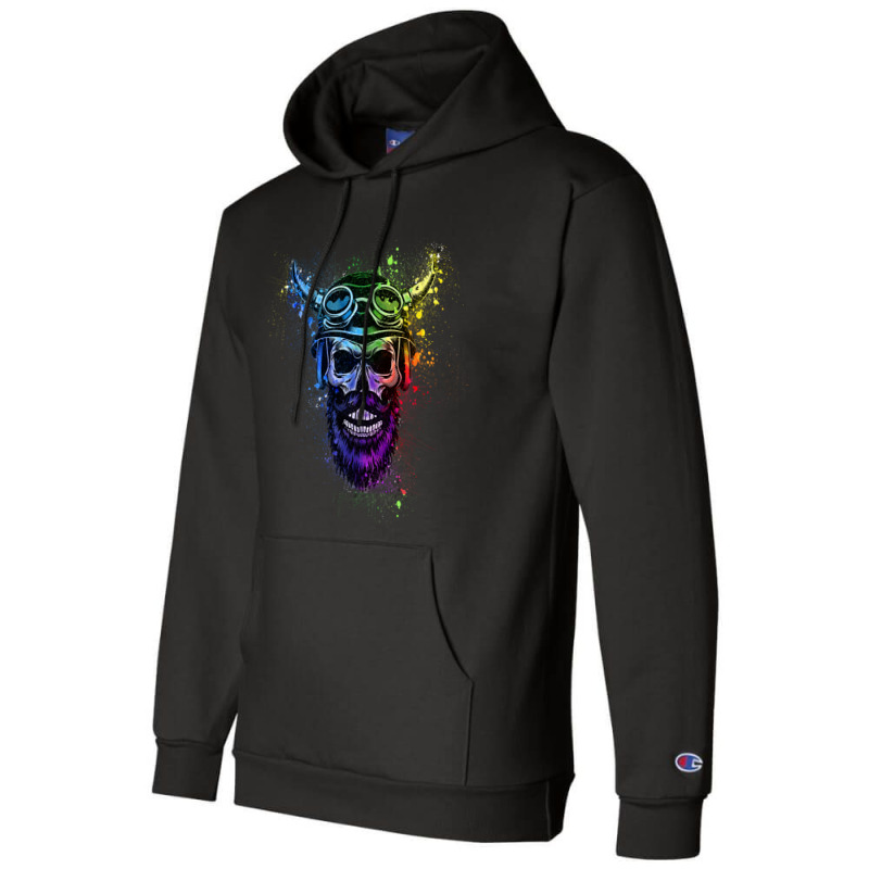 Skull With Viking Helmet Champion Hoodie | Artistshot