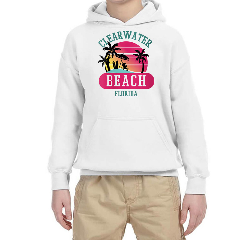 Womens Retro Cool Clearwater Beach Original Florida Beaches Novelty V Youth Hoodie by carlianagorley | Artistshot