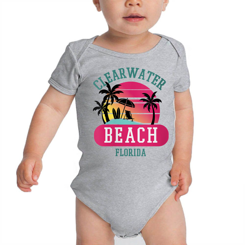 Womens Retro Cool Clearwater Beach Original Florida Beaches Novelty V Baby Bodysuit by carlianagorley | Artistshot