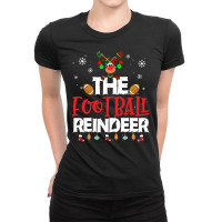 American Football The Football Reindeer Christmas Pajama Family Matchi Ladies Fitted T-shirt | Artistshot