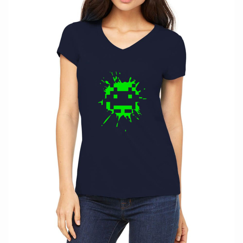 Space Invader 2 Splat Women's V-Neck T-Shirt by saterseim | Artistshot