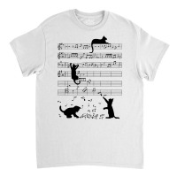 Cute Cat Kitty Playing Music Note Clef Musician Art T Shirt Classic T-shirt | Artistshot