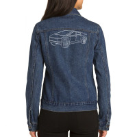 Cybertrucks Line Art Futuristic Truck Cyber Design Ev Fan T Shirt Ladies Denim Jacket | Artistshot