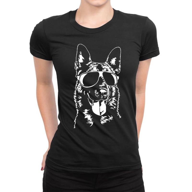 Belgian Malinois Mom T  Shirt Belgian Malinois Sunglasses Cool Dog T Ladies Fitted T-Shirt by tkulas582 | Artistshot