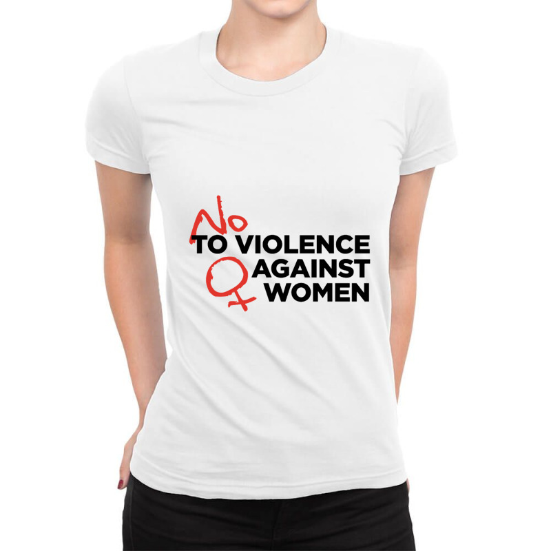 No Violence Against Women's Ladies Fitted T-Shirt by saterseim | Artistshot