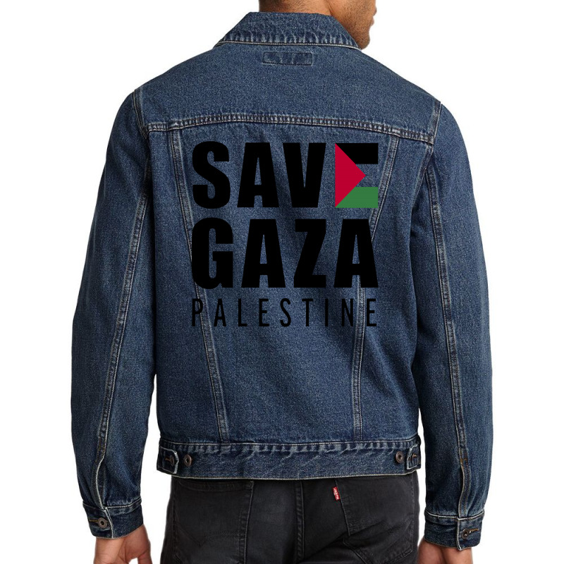 Save Gaza Quote Men Denim Jacket by atereabag | Artistshot