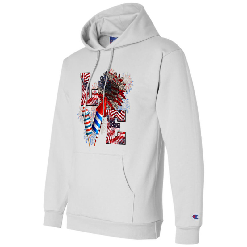 Love Sunflower Firecrackers, 4th Of July Independence Day Champion Hoodie | Artistshot