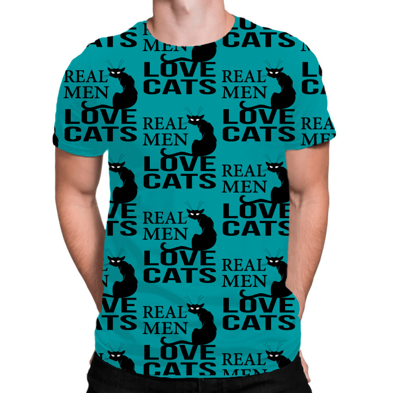 Real Men Love Cats All Over Men's T-shirt | Artistshot