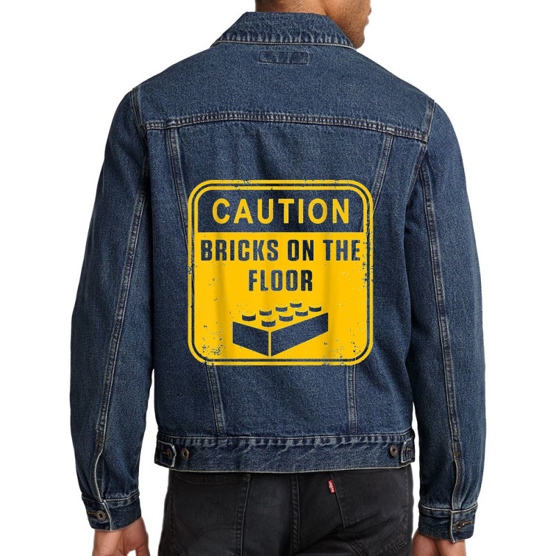 Caution Bricks On Floor Master Builder Building Blocks Men Denim Jacket by saterseim | Artistshot