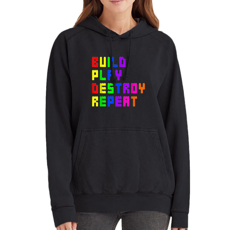 Build Play Destroy Building Blocks Master Builder Engineer Vintage Hoodie | Artistshot