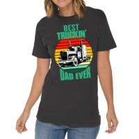 Best Truckin' Dad Ever Retro Trucker Dad Funny Vintage T-shirt | Artistshot