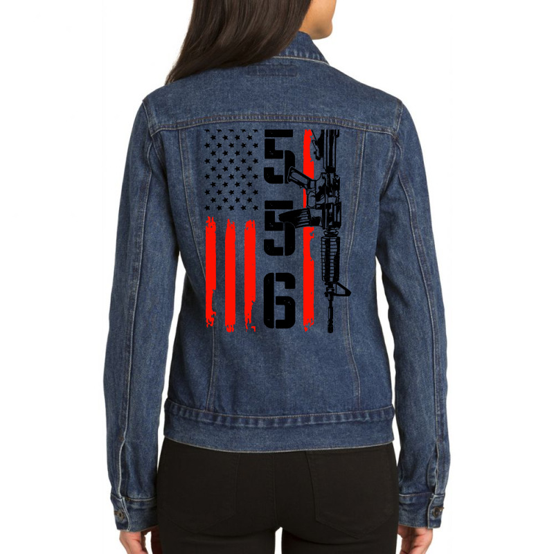 Ar 15 American Flag   Ar15 Rifle Sling Ladies Denim Jacket by jessicafreya | Artistshot