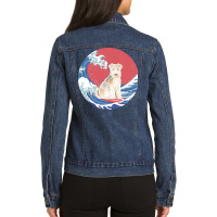 Lakeland Terrier T  Shirt Lakeland Terrier Gifts   Ocean Waves Surfing Ladies Denim Jacket | Artistshot