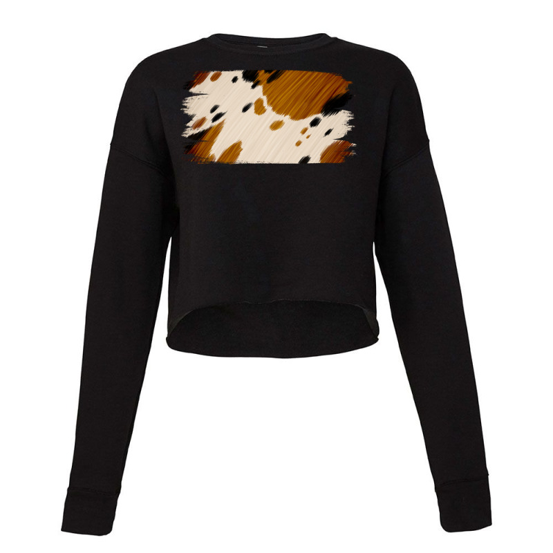 Cowhide Black And Light Brown Brushstroke Cropped Sweater | Artistshot