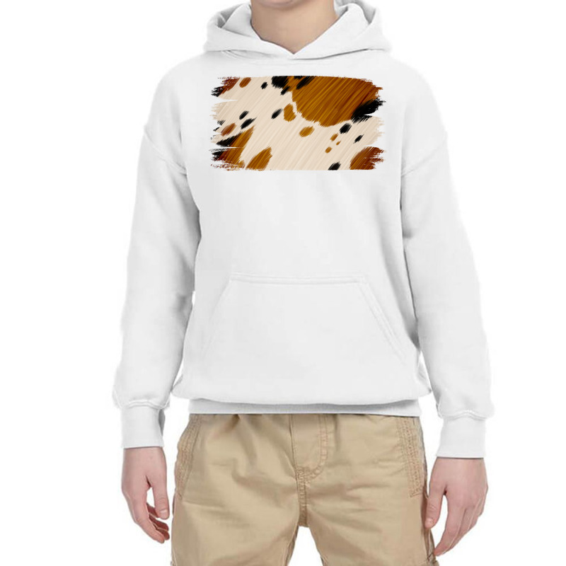 Cowhide Black And Light Brown Brushstroke Youth Hoodie | Artistshot