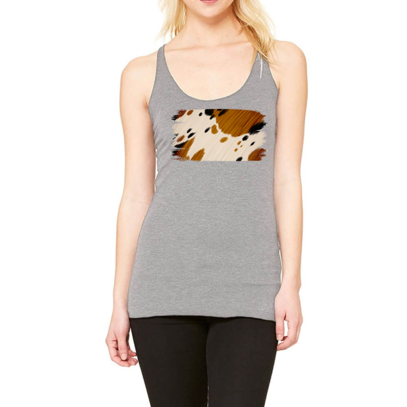 Cowhide Black And Light Brown Brushstroke Racerback Tank | Artistshot