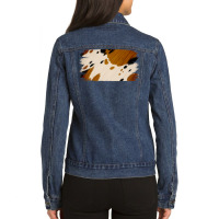 Cowhide Black And Light Brown Brushstroke Ladies Denim Jacket | Artistshot