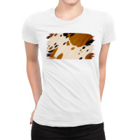 Cowhide Black And Light Brown Brushstroke Ladies Fitted T-shirt | Artistshot