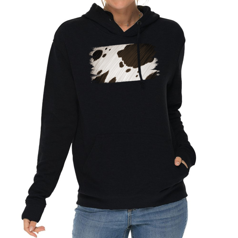 Cowhide Black And White Brush Strokes Background Lightweight Hoodie | Artistshot