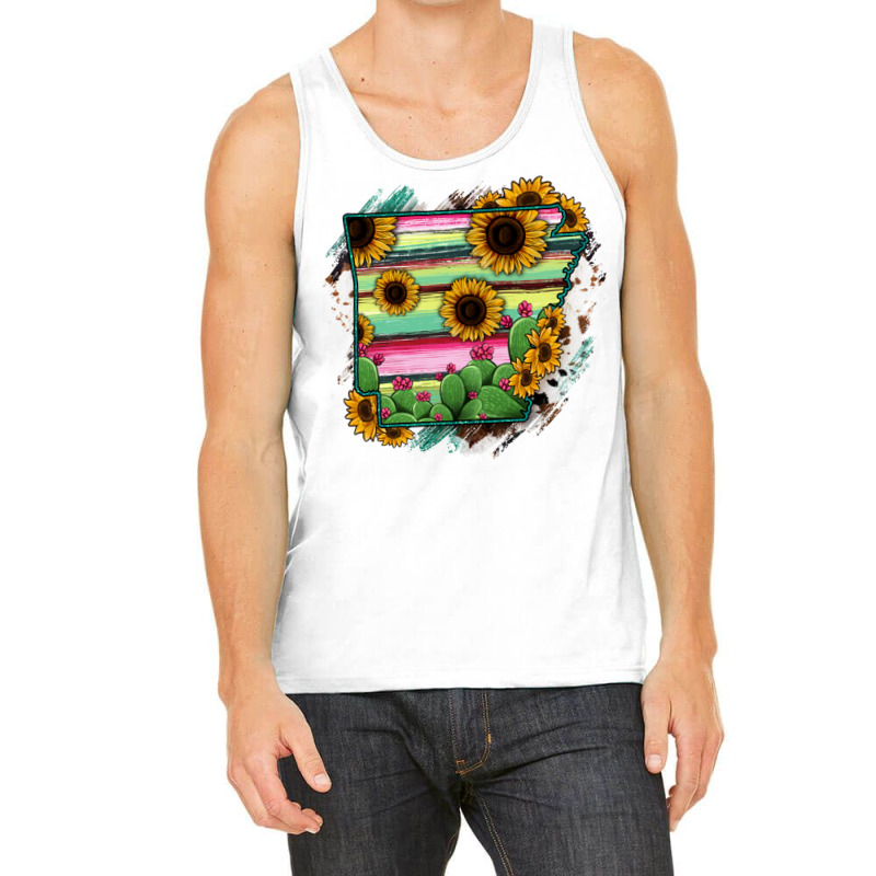 Arkansas Map Sunflower Cactus Serape Tank Top by RanaPortraitStore | Artistshot