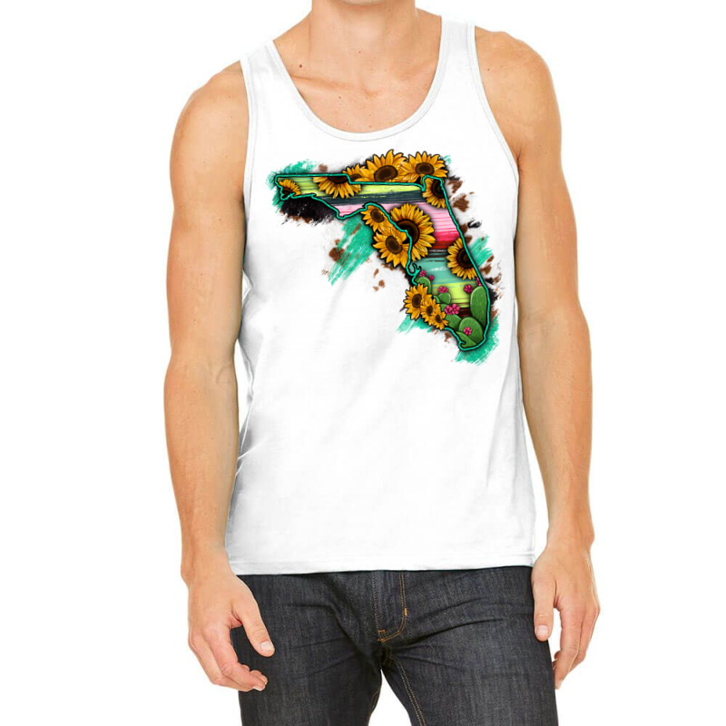 Florida Map Sunflower Cactus Serape Tank Top | Artistshot