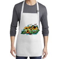 Kentucky Map Sunflower Cactus Serape Medium-length Apron | Artistshot