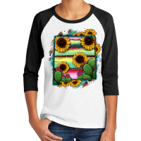 New Mexico Map Sunflower Cactus Serape Youth 3/4 Sleeve | Artistshot