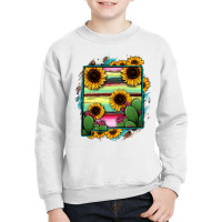 New Mexico Map Sunflower Cactus Serape Youth Sweatshirt | Artistshot