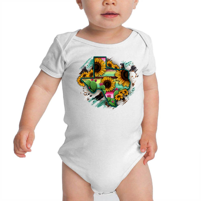 Texas Map Sunflower Cactus Serape Baby Bodysuit | Artistshot