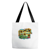 Wyoming Map Sunflower Cactus Serape Tote Bags | Artistshot