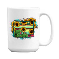 Wyoming Map Sunflower Cactus Serape 15 Oz Coffee Mug | Artistshot