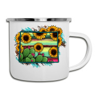 Wyoming Map Sunflower Cactus Serape Camper Cup | Artistshot