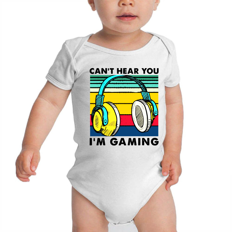 Vintage Headphone Can't Hear You I'm Gaming Baby Bodysuit by William Art | Artistshot