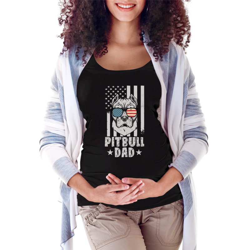 Mens Pitbull Dad American Usa Flag | Pitbull Dog Lovers Maternity Scoop Neck T-shirt by John Phillips | Artistshot