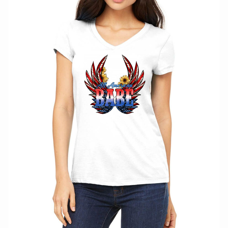 All America Babe Women's V-Neck T-Shirt by JahusDesignShop | Artistshot