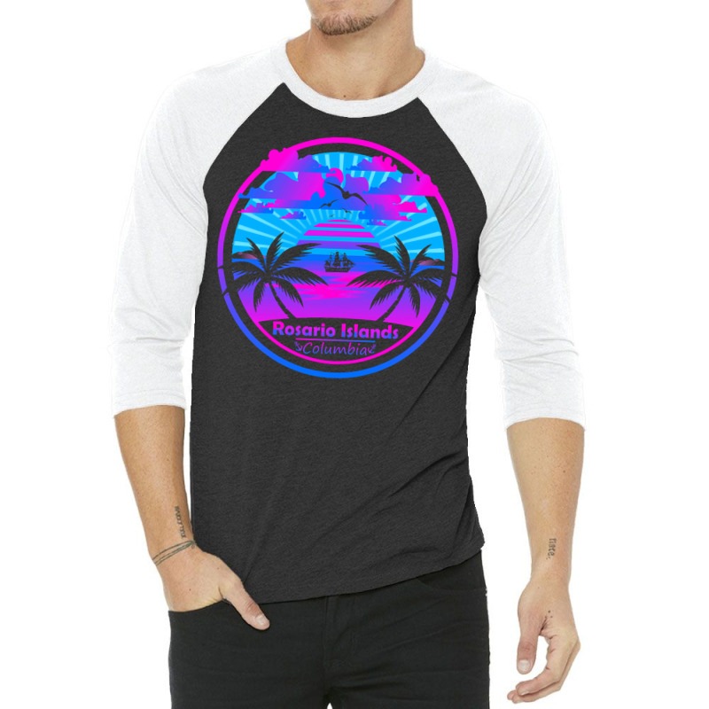 Rosario Islands T  Shirt Rosario Islands Beach Colombia, Palm Trees Su 3/4 Sleeve Shirt by partyguess | Artistshot