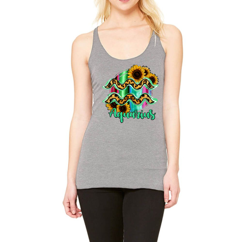 Aquarius Zodiac Sign Sunflower Leopard Serape Racerback Tank by RanaPortraitStore | Artistshot