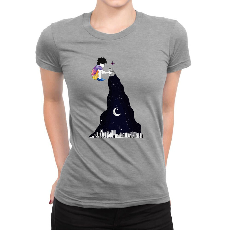 Boy Spilling His Night Watercolor Painting Illustrator, Ladies Fitted T-shirt | Artistshot