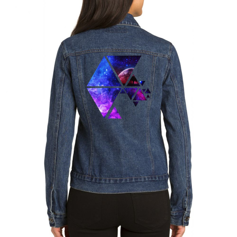 Awesome, Futuristic Galactic Polygon Stars Ladies Denim Jacket by liqualyfu | Artistshot