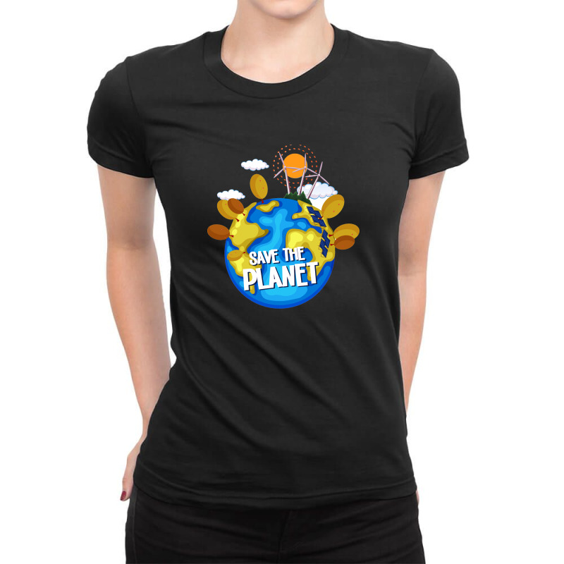 Message Text Message Tshirts Save The Planet Conservation Incentive Ladies Fitted T-Shirt by Tagshirts | Artistshot