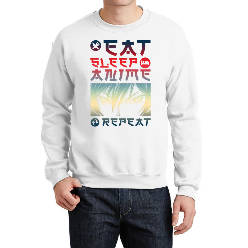 Eat Sleep Anime Repeat Tee Funny Crewneck Sweatshirt | Artistshot