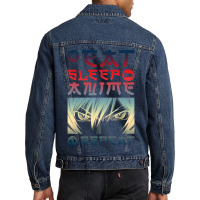 Eat Sleep Anime Repeat Tee Funny Men Denim Jacket | Artistshot