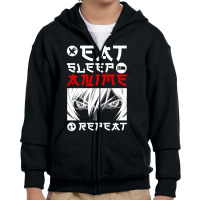 Eat Sleep Anime Repeat Tee Funny Youth Zipper Hoodie | Artistshot