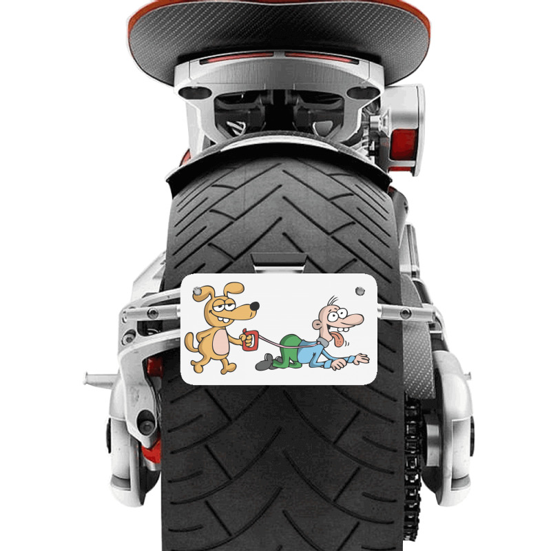 Dog Walking Its Owner Motorcycle License Plate | Artistshot