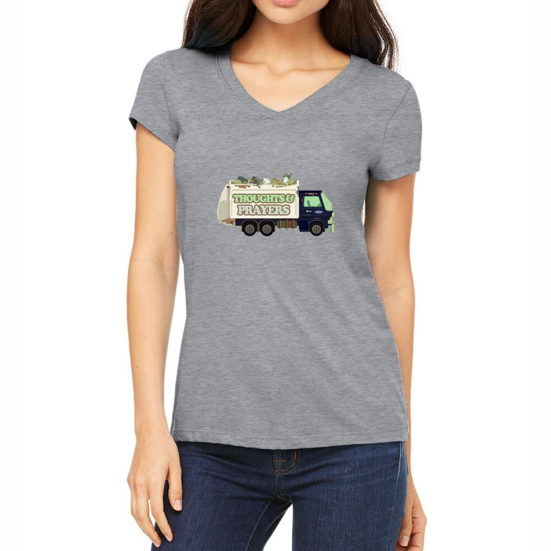 Thoughts & Prayers Garbage Truck Funny Nihilism Design Women's V-Neck T-Shirt by oragumun | Artistshot